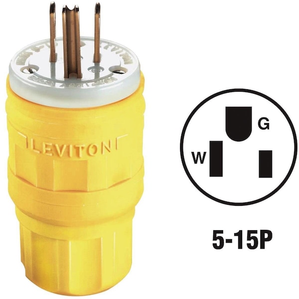 15A 125V 3-Wire 2-Pole Wetguard Cord Plug